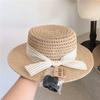2026 Women Summer French Style Sun Hat, Sweet Beach Cap, Hollow Breathable Flat Top Straw Hat for Travel