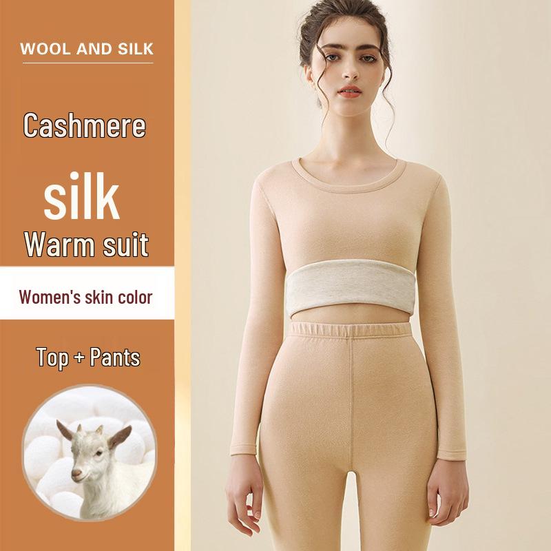2025 Cashmere Silk Warm Underwear Set: Men's & Women's Autumn/Winter Wool Base Layer