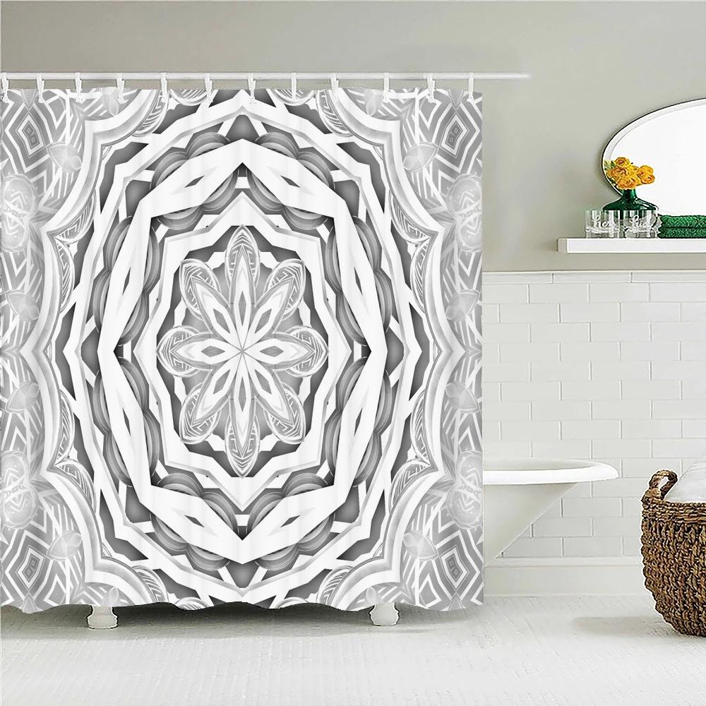 3D Print Bathroom Curtains Indian Mandala Shower Curtains With 12 Hooks Home Decoration Waterproof Fabric Bohemia Bath Screen