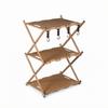 Foldable 3-Tier Rack Crossed Side Supports Storage Shelf Hanging Hooks
