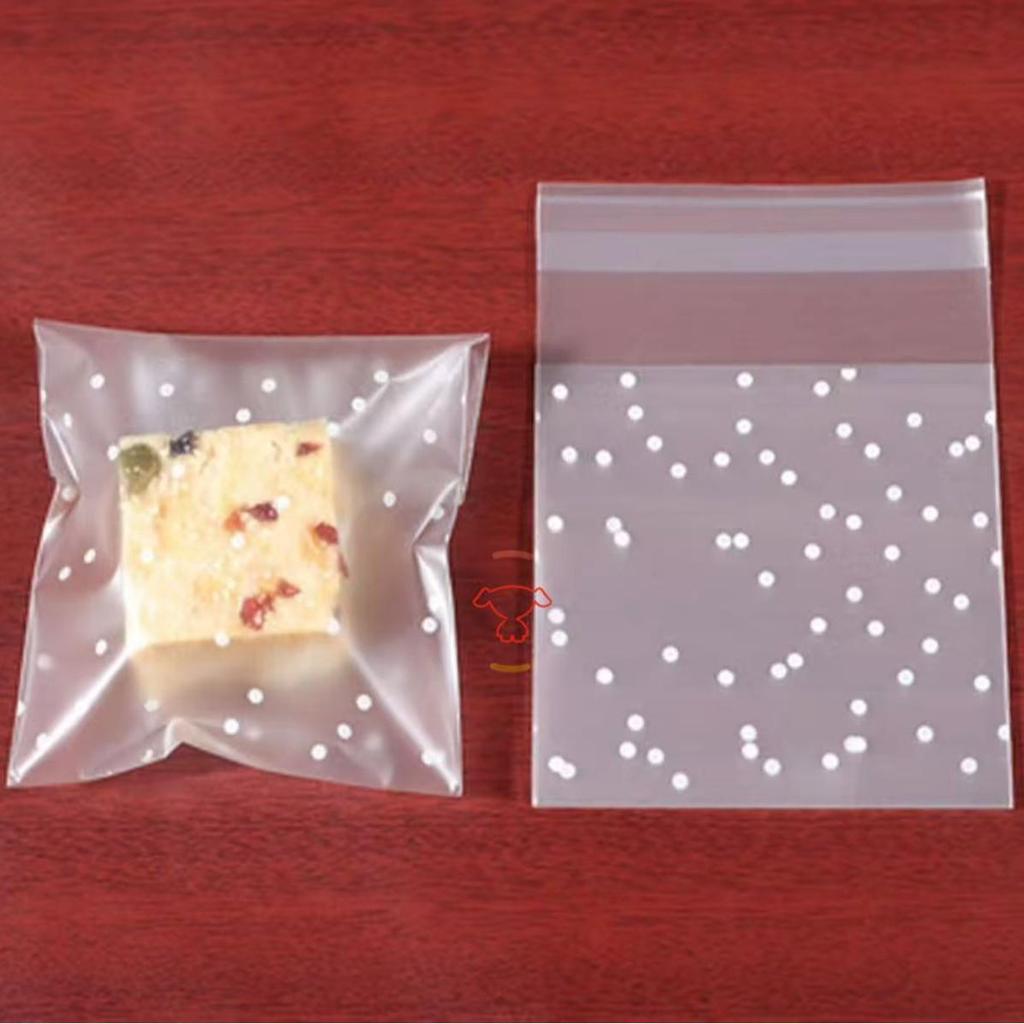 Frosted Self-Adhesive Cookie Bag with Snowflake Dot Pattern for Holiday Gifts