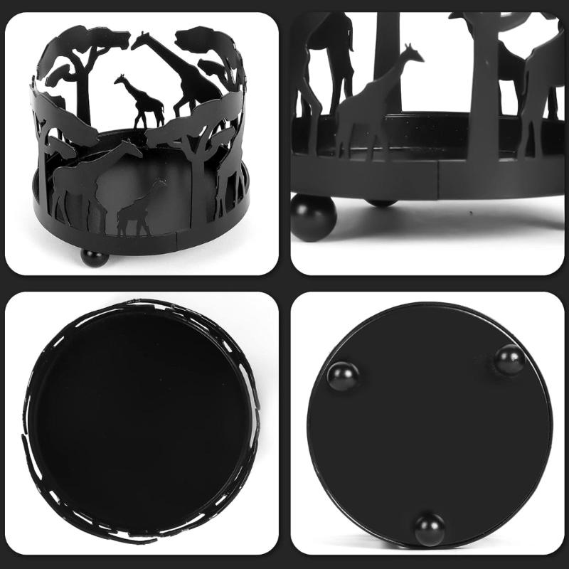 Stylish Black Candle Holder Exquisites Workmanship Giraffe Decoration for Home Creative Iron Candlestick, Animal Pattern