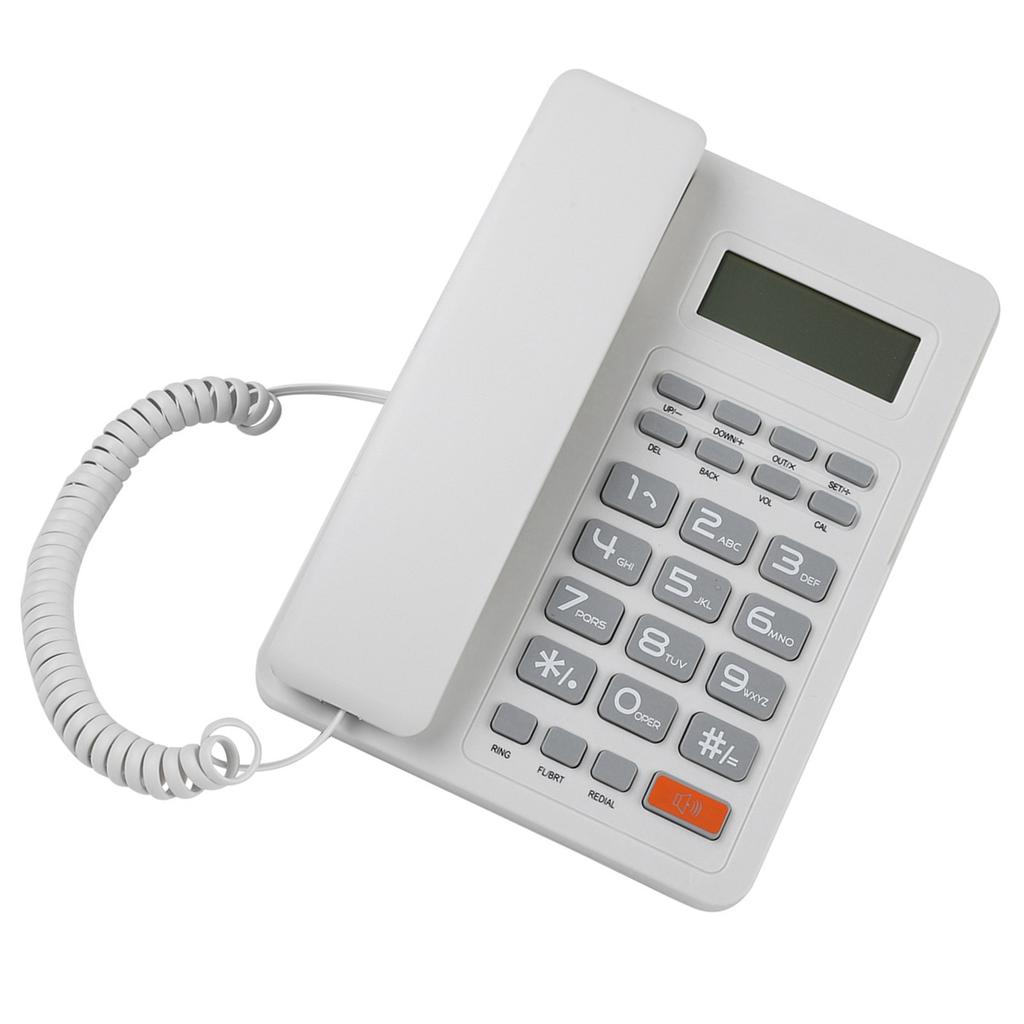 Home Hotel Wired Corded Desktop Phone Office Landline Telephone DTMF FSK English Display White