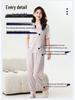 Ice Cloud Cool Feel Color-Blocked Round Neck Short Sleeve Pocket Pajamas with Cups