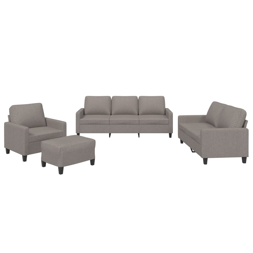 4 Piece Sofa Set with Cushions Taupe Fabric