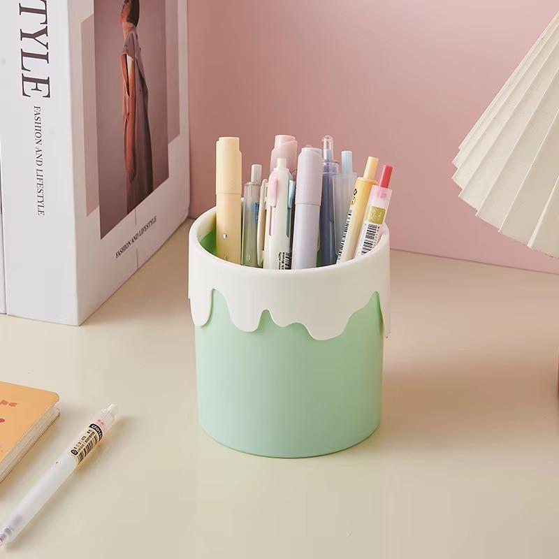 kawaii Ice Cream Pen Holder Cosmetic Brush Storage Holder Desk Stationary Organization Storage Box Office School Supplies