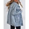 Women's Oversized Ripped Denim Boyfriend Jacket