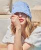 Bajal Embossed Long Label Drop Bucket Hat Blue
