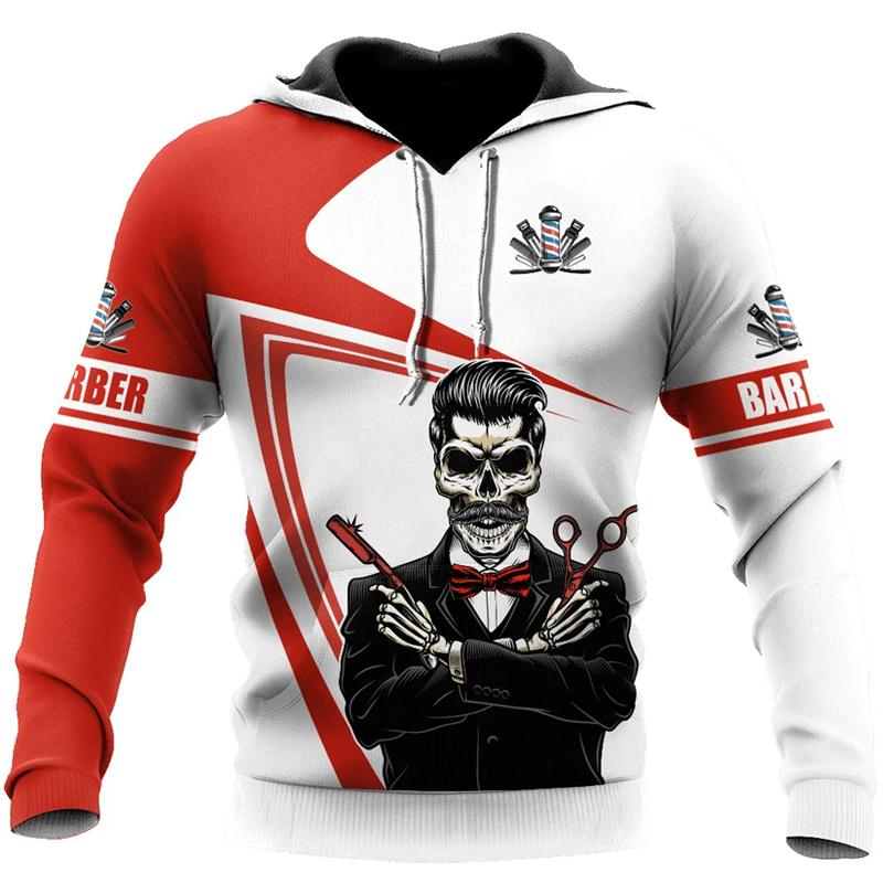 

Spring Autumn Barber Shop Graphic Hooded Sweatshirts 3D Print Fashion Hoodies Male Oversized Long-sleeved Pullovers Tops Daily 160
