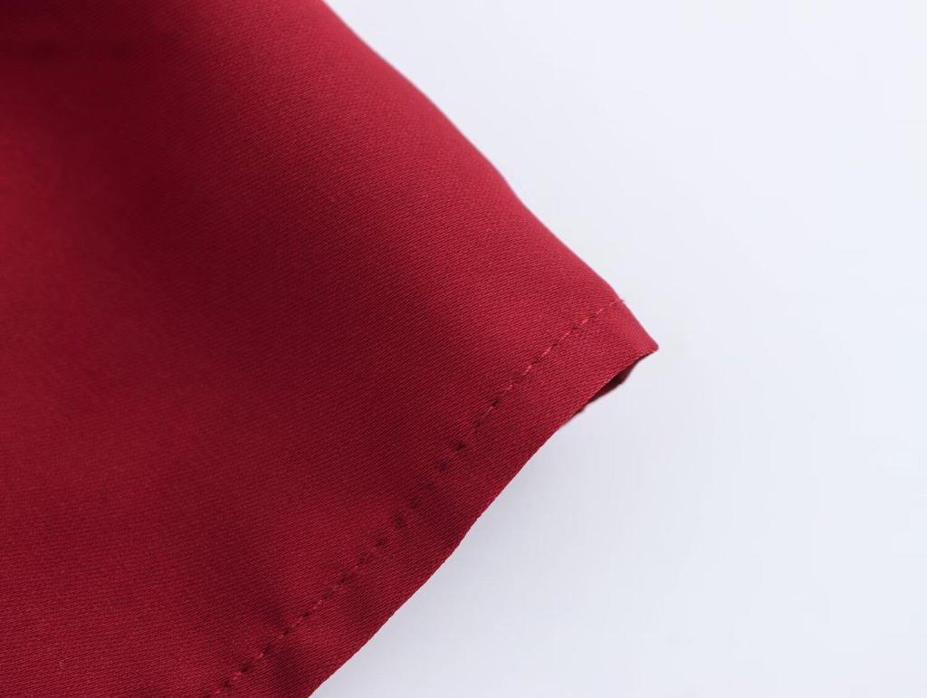 2025 Spring Women's European & American Style Shawl Collar Waist-Hugging Dress with Short Sleeves