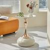 White Round Coffee Table w/ Golden Base - Modern Minimalist Side Table, No Assembly. Sturdy for Living Room, Office & More