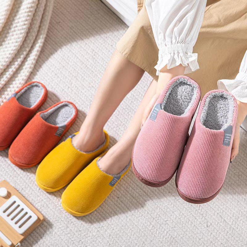 Unisex Thick Soled Cotton Slippers Warm Indoor Non Slip