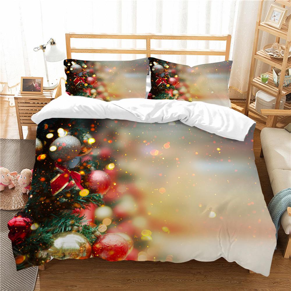 

Санта Цифровая печать Пододеяльник Наволочка Набор из двух трех предметов Рождественский подарок Полиэстер EU single 135*200