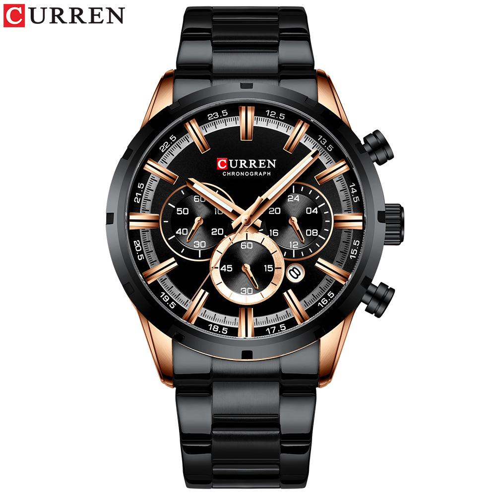 CURREN Herrenuhr Blaues Zifferblatt Edelstahlarmband Datum Herren Business Wasserdicht Herren Armbanduhren