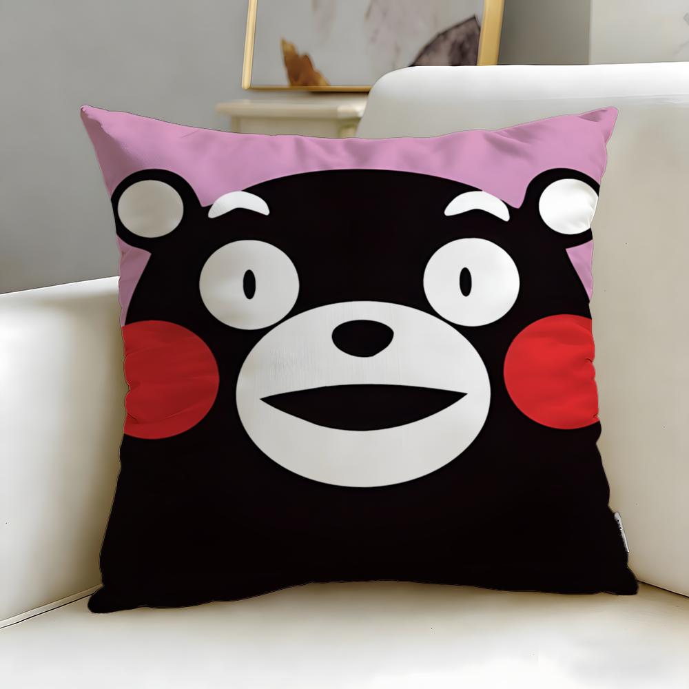 Classic Cartoon Character Kumamon Cushion Cover Soft & Easy-Wash Pillow Case – Versatile For Couch, Bed, Travel And Office