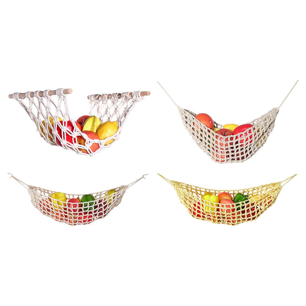 Hanging Fruit Hammock for Kitchen Under Cabinet Macrame Fruit Hammock Veggie Banana Hammock for Home/RV Organization