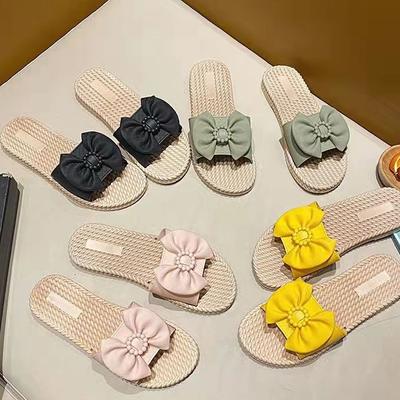 Neue modische und vielseitige Hausschuhe für den Außenbereich, dicksohlige rutschfeste Sandalen für Damen, Strandhausschuhe mit Schleife für Damen