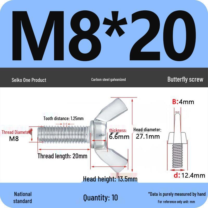 Verzinkter Kohlenstoffstahl Flügelschraube M4-M12