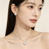 Elegant Four Leaf Clover Cat Eye Stone Earring Necklace Set Women Minimalist Chic Office Wear