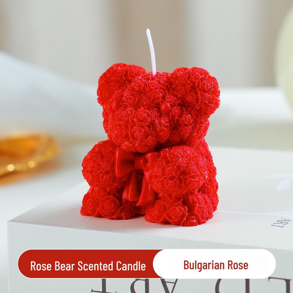 Goddess Festival Scented Rose Bear Candle - Elegant Gift for Birthdays & Home Decor
