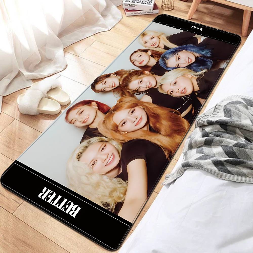 Kpop T-Twice Floor Mat Anti-slip Absorb Water Long Strip Cushion Bedroon Mat Alfombra