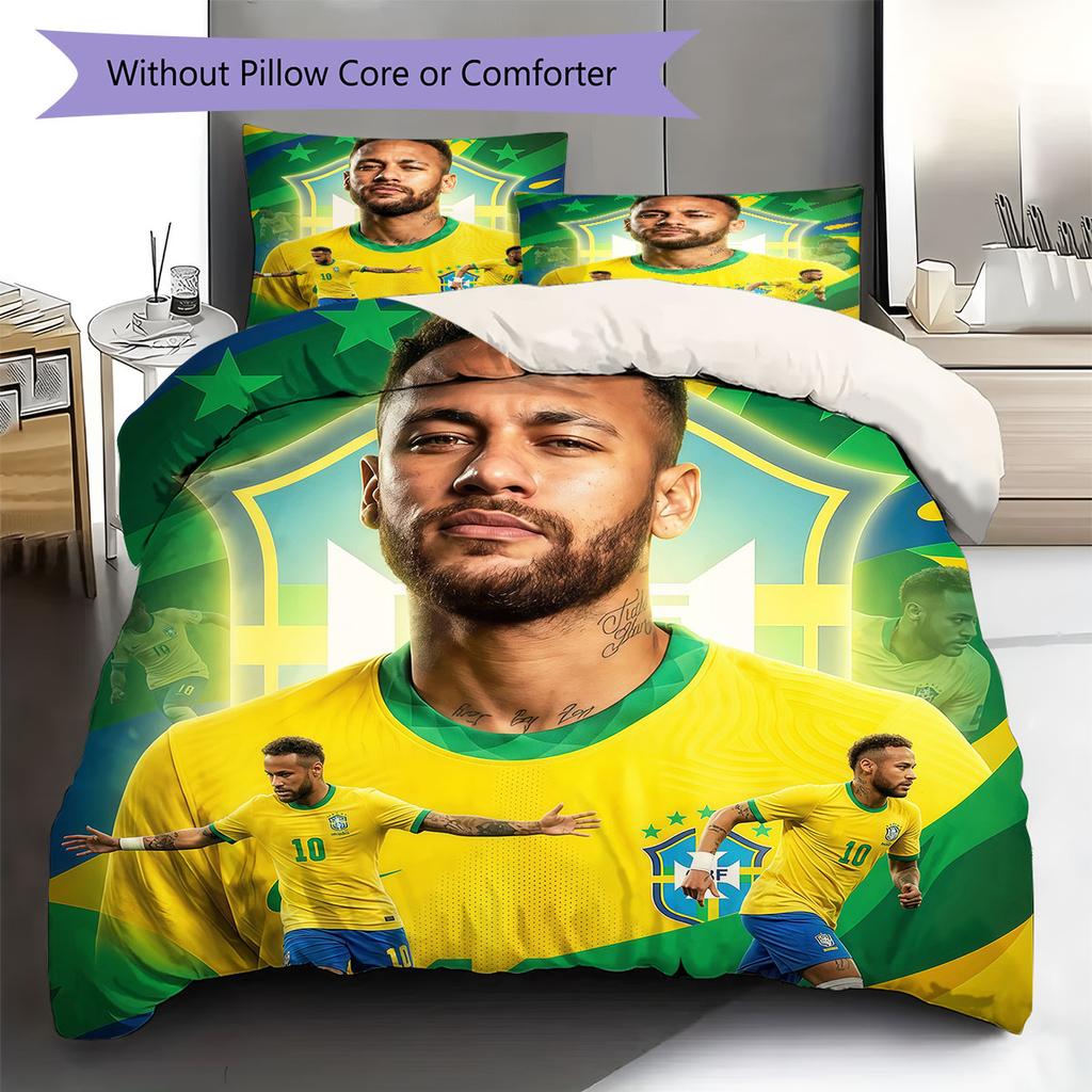 Neymar Pattern Bedding,Quilt Set Quilt Cover Pillowcase Home Birthday Gift(1 * duvet cover + 2 * pillowcase, without core)