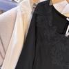 Women's Large-size Elegant Knitted Dress with Embroidered Inserts and Wide Sleeves As An Inner Layer
