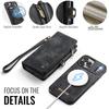 CaseMe Magnetic Flip Leather Phone Case for iPhone 17 Pro Max 17 Air 16 16E 15 Plus 14 13 12 11 XS X XR SE 2022 Zipper Wallet Card Back Cover Coque