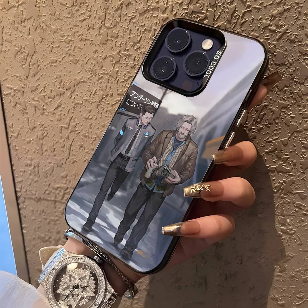 Game C-Connor  B-Become Human For iPhone 17,16,15,14,13,12,11,Mini,Pro,E,SE4,XS,MAX Black Shockproof Candy Matte Cover