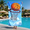 Telo mare in microfibra di poliestere con disegno animato di un canestro da basket che va a segno è altamente assorbente, adatto per nuoto e spiaggia