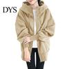 Loose Fit Women Jacket Thick Coat for Autumn Winter Warmth Solid Color Mid-Length Fleece Lightweight with Pockets Zipper Hooded Daily Wear Comfortable