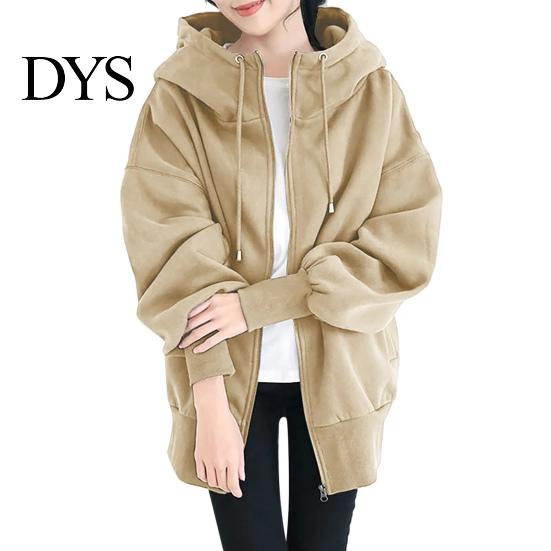 Loose Fit Women Jacket Thick Coat for Autumn Winter Warmth Solid Color Mid-Length Fleece Lightweight with Pockets Zipper Hooded Daily Wear Comfortable