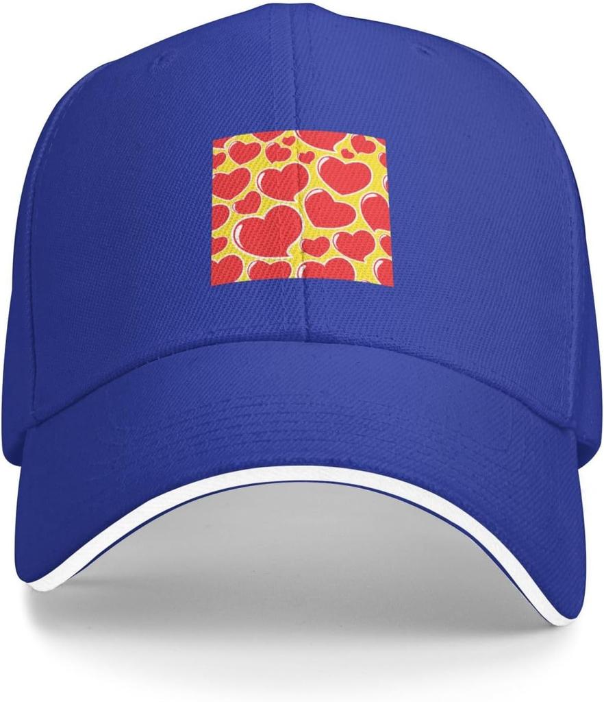 Love Heart Seamless Pattern Baseball Cap Polyester Sun Protection Casual Adjustable Hats for Unisex