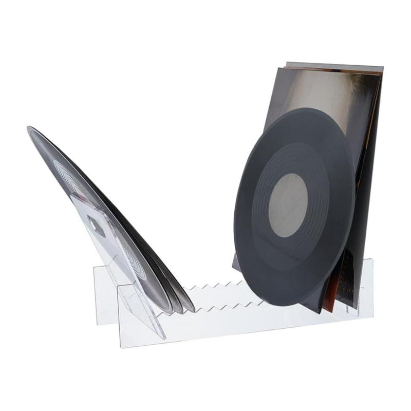 Elegant Album Display Shelf, Clear Acrylic Storage Stand Home Accessory with Solid Acrylic Base Desktop Record Organizes