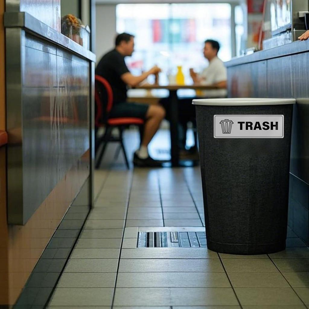 10 Pack Trash Stickers 9 × 3 Inches Vinyl Rectangle Signs Waterproof Self Adhesive Decals for Office Home Waste B Garbage Cans