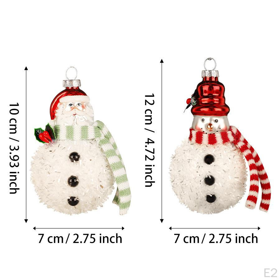 2 Pieces Snowman Pendants Hanging Cute Christmas Ornaments for