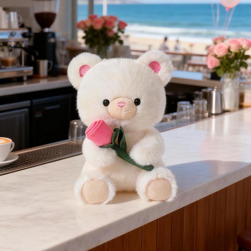 Cute Rose Bear Plush Toy Stuffed Animal Doll Bear in the Cupcakes Funny Two-in-One Valentines Day Birthday Anniversary Present