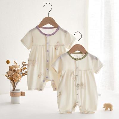 Cheng Bao Summer Baby Bodysuit Short Sleeve Modal Newborn Romper Pajamas