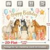 2D Plane Design, Banner for the Horse's Birthday Party, with Warm Blessings - Cute Balloon, Gift and Flower Background Cloth