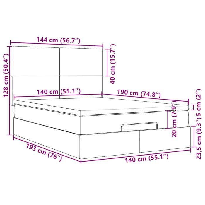 VidaXL Ottoman Bed Frame with Mattress Black 140x190 Cm Velvet, Bed Frame, Upholstered Bed Frame, Ottoman Bed Frame 3313399