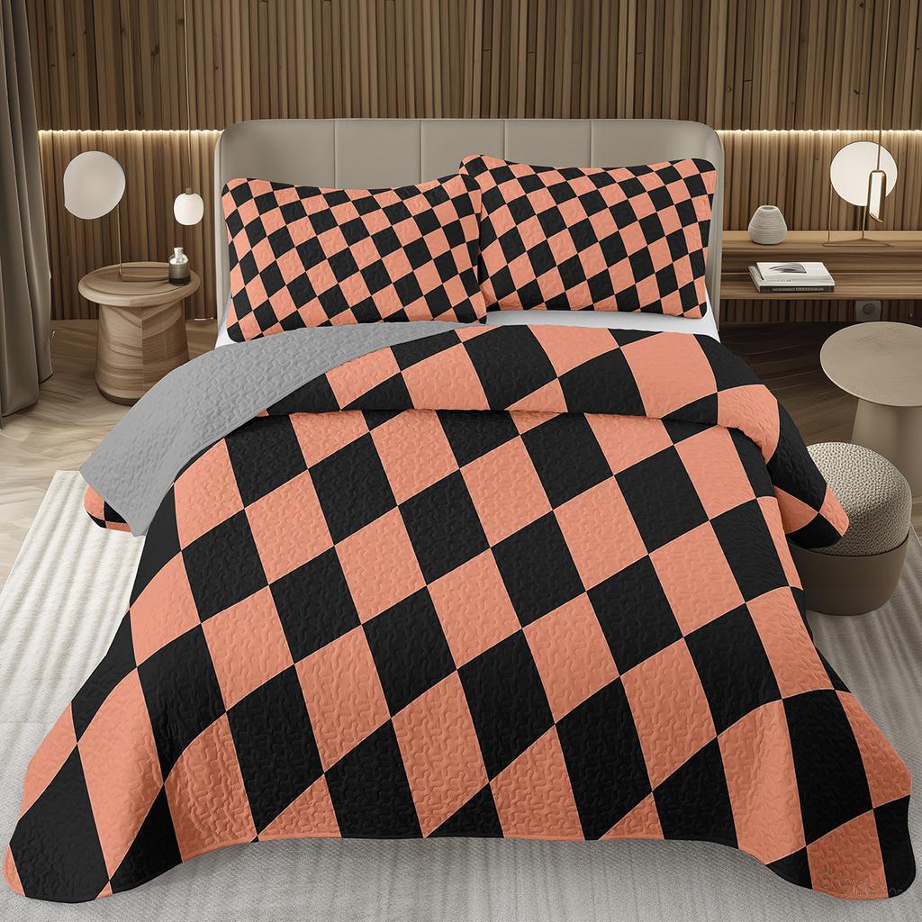 Geometric Checkered Bedspread Buffalo Plaid Quilted Bedding Set Checkerboard Gingham Coverlet Set Twin Queen for Kids Boys Teen