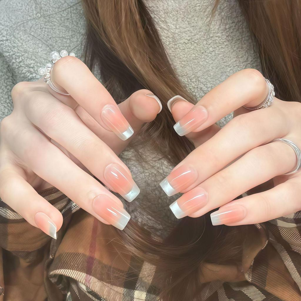 Nude Pink Gradient Cat Eye Whitening Aurora Nail Art Removable Stickers