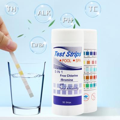 Yousheng 1 Takım Havuz Test Şeridi Yüksek Doğruluk 5 in 1 Artık Klor PH Değeri Alkalinite Sertlik Brom Test Şeridi Ev Kaynağı