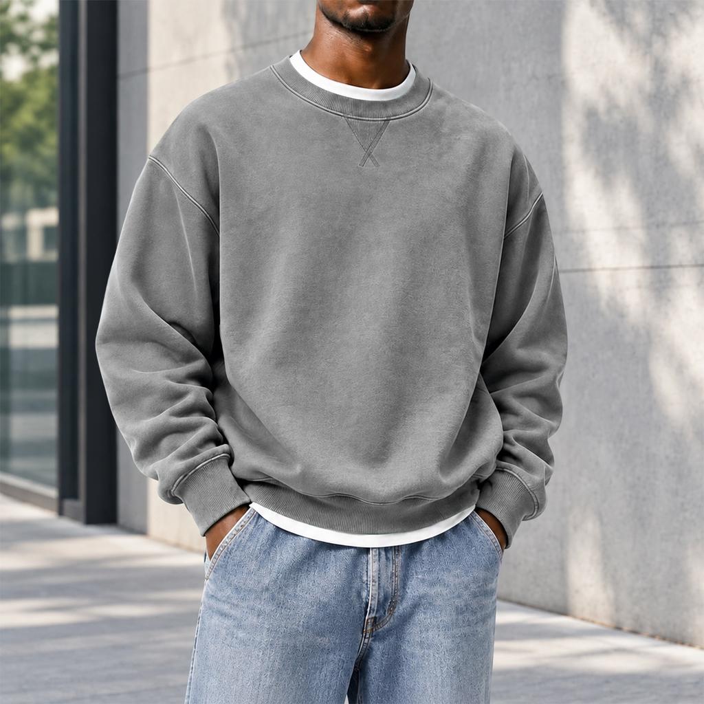 Sweatshirt à col rond coupe ample pour homme, Haut pull décontracté d'hiver pour un usage quotidien