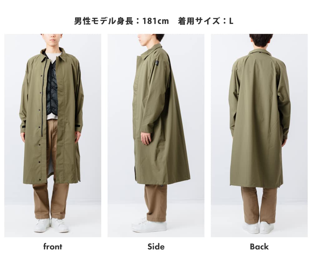 Balmacaan For Both Sun and Balmacaan For Men and Women [Ametohare] Raincoat, Coat, Rain, Waterproof, AH-300, 3-Layer Coat, (Black, L)