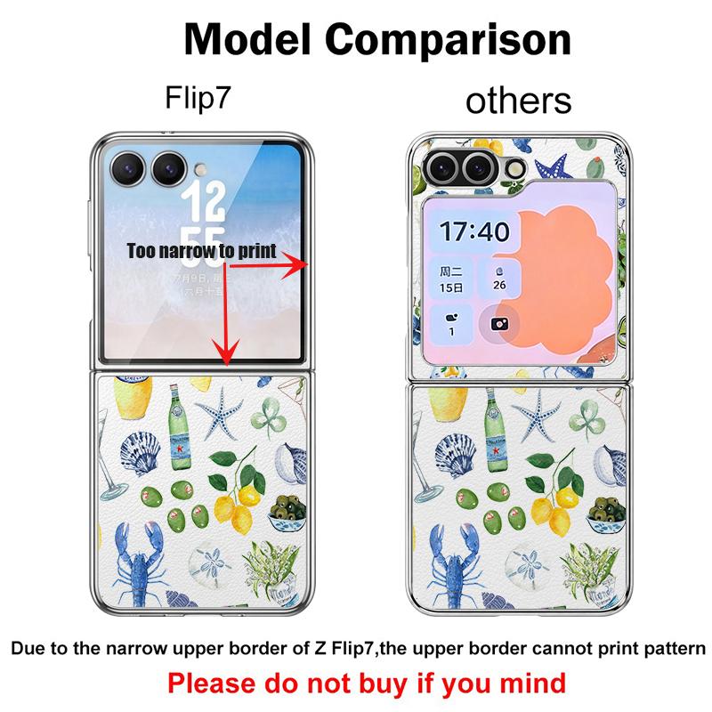 Summer Ocean Themed Phone Case For Samsung Galaxy Z FlIP 7 FE 6 5 Z Flip7 Flip6 Flip5 Luxury Plating PC+PU Leather Hybrid Folding Phone Cover