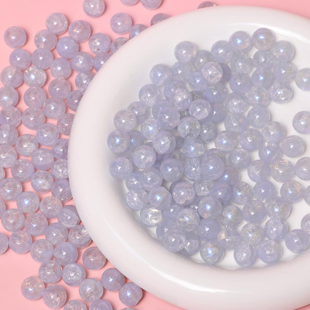 Yori 40pcs 10mm Imitation Crack Glass Beads Round Loose Spacer Beads for Jewelry Making DIY Bracelets Phone Chain Accessories