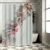 Luxury Marble Print Waterproof Shower Curtain for Bathroom Decor White Pink Abstract Waterfall Design (180cm)