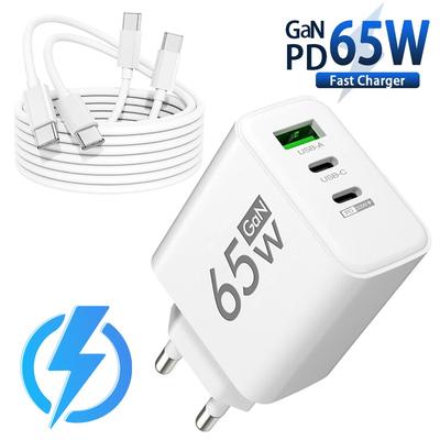 Cargador USB C de 65W Cargador de Carga Rápida GaN PD Carga Rápida 3.0 Tipo C Adaptador de Enchufe UE Reino Unido para Samsung IPhone Xiaomi Oppo
