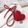 Versatile Multi-Color Leather Bow and Plush Heart Keychain Charm